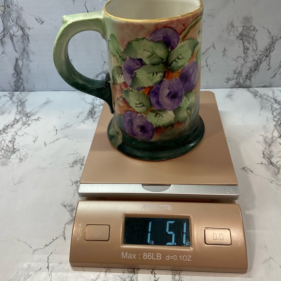 Bell Pottery Findley, Ohio. Antique Large Mug w/hand-painted grapes. - Picture 3 of 13